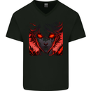 Evil Anime Character Mens V-Neck Cotton T-Shirt Black