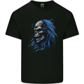 Evil Blue Skull With Blue Hair Heavy Metal Kids T-Shirt Childrens Black