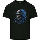 Evil Blue Skull With Blue Hair Heavy Metal Kids T-Shirt Childrens Black
