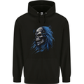 Evil Blue Skull With Blue Hair Heavy Metal Mens 80% Cotton Hoodie Black
