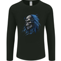 Evil Blue Skull With Blue Hair Heavy Metal Mens Long Sleeve T-Shirt Black