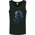 Evil Blue Skull With Blue Hair Heavy Metal Mens Vest Tank Top Black