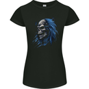Evil Blue Skull With Blue Hair Heavy Metal Womens Petite Cut T-Shirt Black