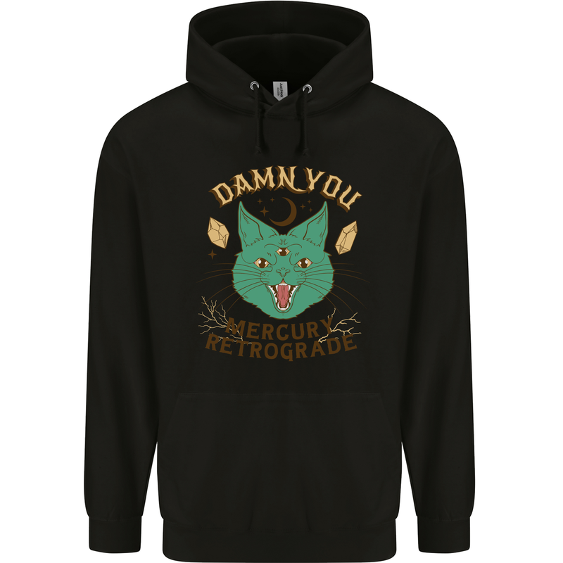 Evil Cat Damn You Mercury Retrograde Childrens Kids Hoodie Black