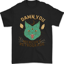 Evil Cat Damn You Mercury Retrograde Mens T-Shirt 100% Cotton Black