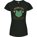 Evil Cat Damn You Mercury Retrograde Womens Petite Cut T-Shirt Black