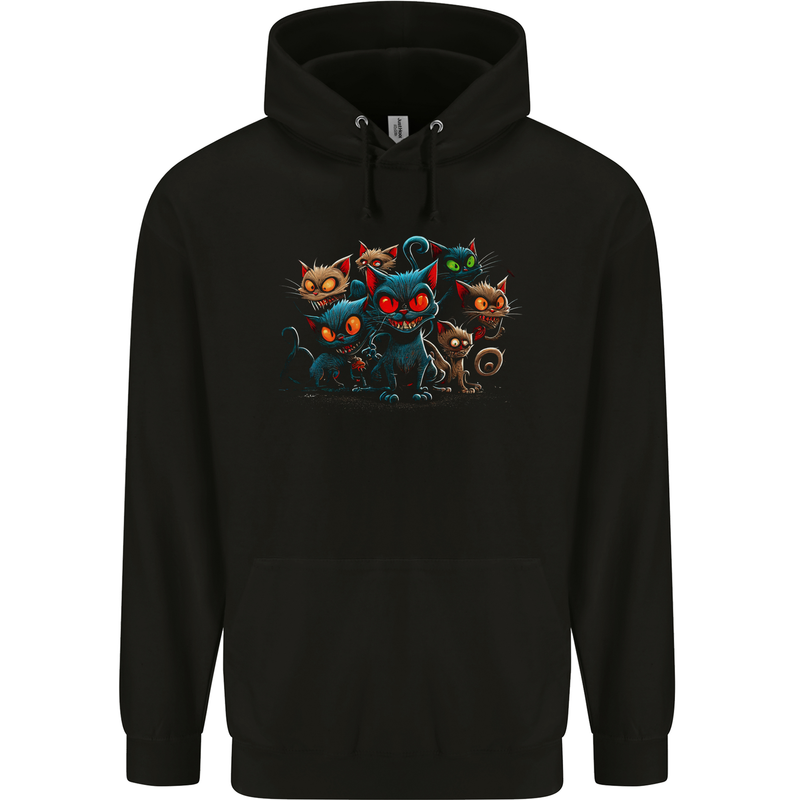 Evil Cat Gang Demonic Mens 80% Cotton Hoodie Black