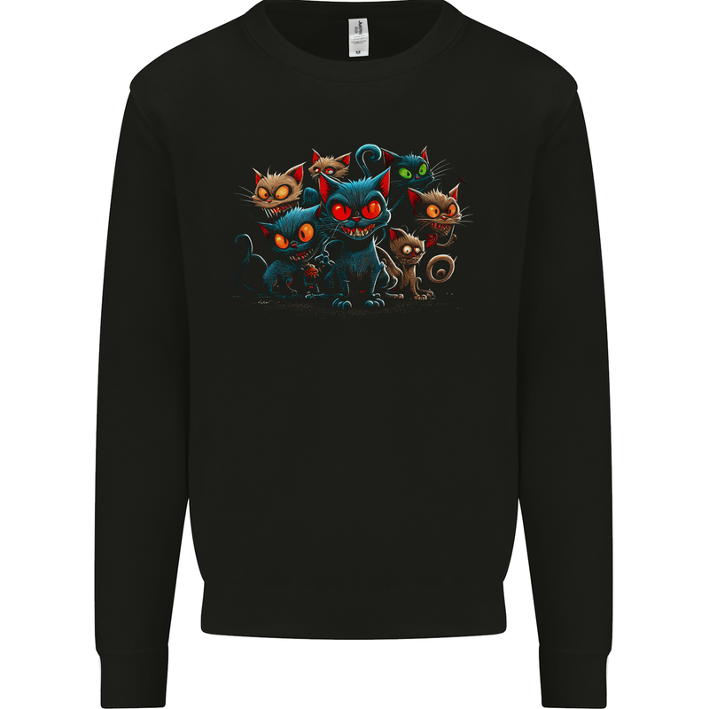 Evil Cat Gang Demonic Mens Sweatshirt Jumper Black