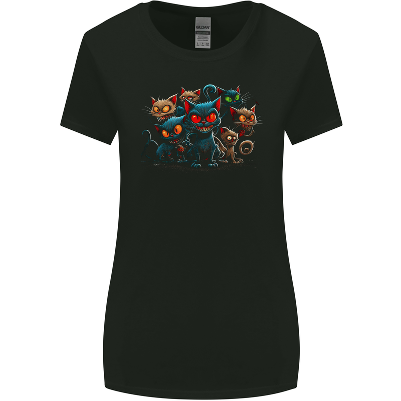 Evil Cat Gang Demonic Womens Wider Cut T-Shirt Black