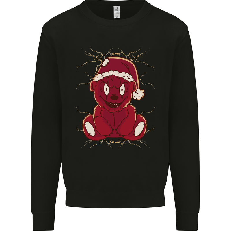 Evil Christmas Teddy Bear Xmas Kids Sweatshirt Jumper Black