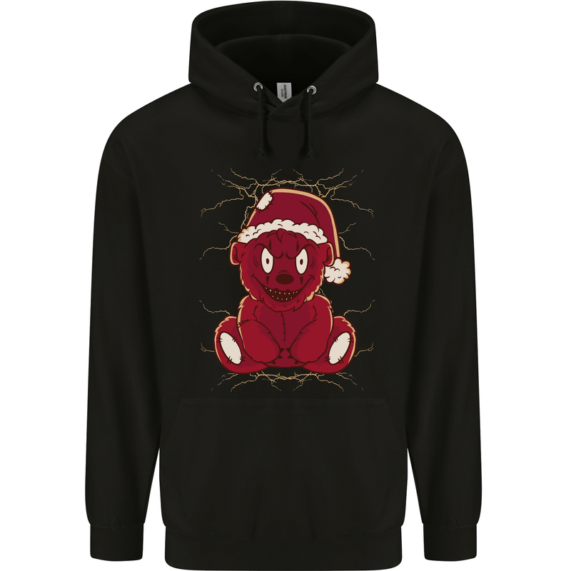Evil Christmas Teddy Bear Xmas Mens 80% Cotton Hoodie Black
