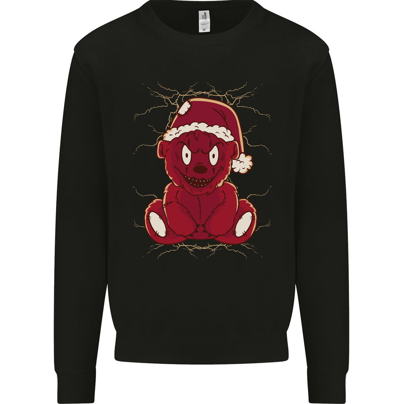 Evil Christmas Teddy Bear Xmas Mens Sweatshirt Jumper Black
