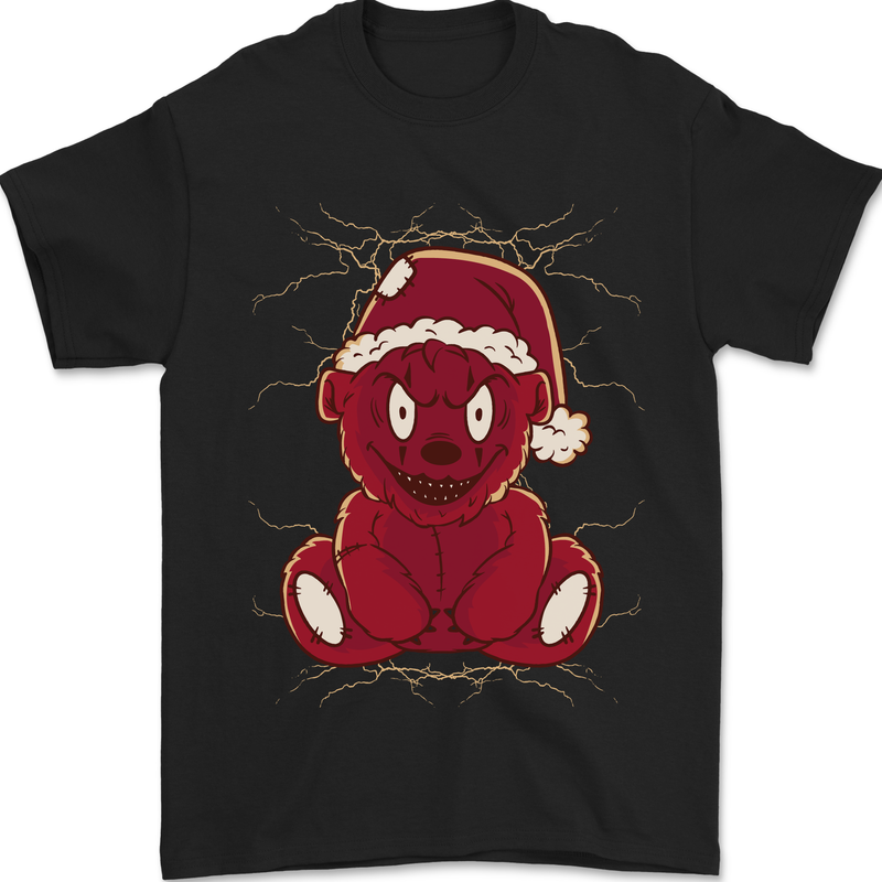 Evil Christmas Teddy Bear Xmas Mens T-Shirt 100% Cotton Black