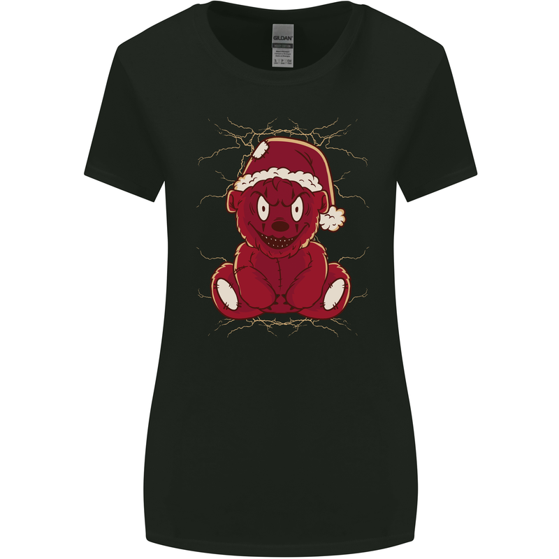 Evil Christmas Teddy Bear Xmas Womens Wider Cut T-Shirt Black