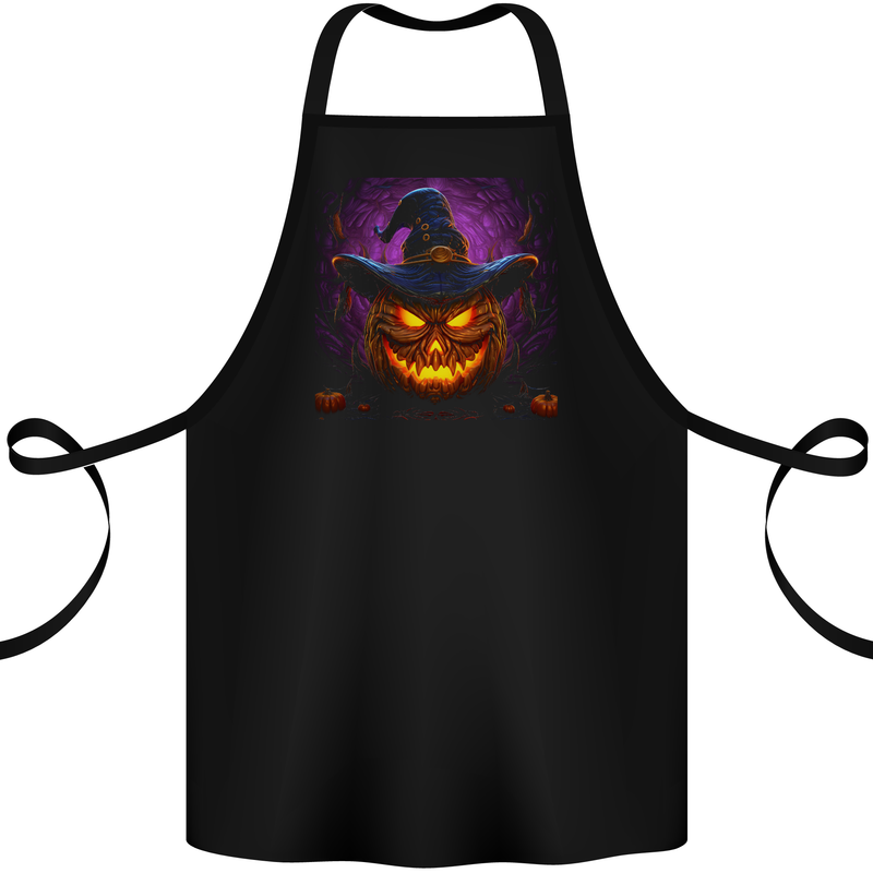 Evil Halloween Pumpkin Face 1 Cotton Apron 100% Organic Black