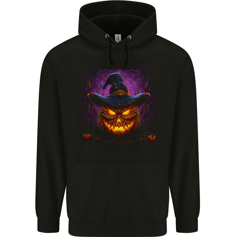 Evil Halloween Pumpkin Face 1 Mens 80% Cotton Hoodie Black
