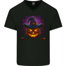 Evil Halloween Pumpkin Face 1 Mens V-Neck Cotton T-Shirt Black