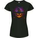 Evil Halloween Pumpkin Face 1 Womens Petite Cut T-Shirt Black