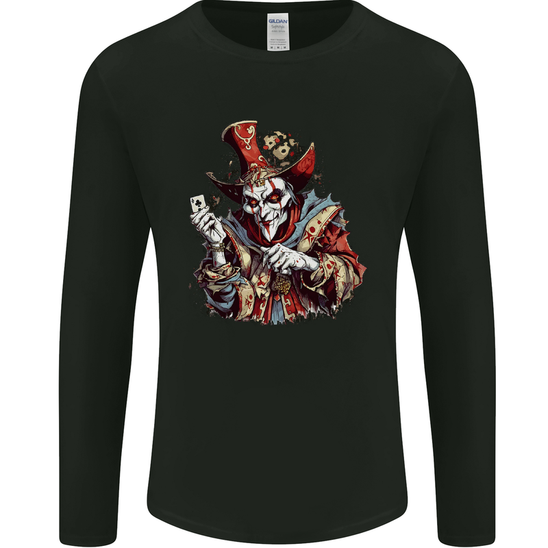 Evil Joker Clown Demon Jester Mens Long Sleeve T-Shirt Black