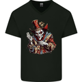 Evil Joker Clown Demon Jester Mens V-Neck Cotton T-Shirt Black