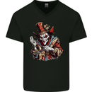 Evil Joker Clown Demon Jester Mens V-Neck Cotton T-Shirt Black
