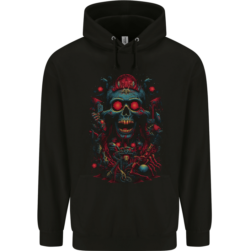 Evil Night Demon Skull Childrens Kids Hoodie Black