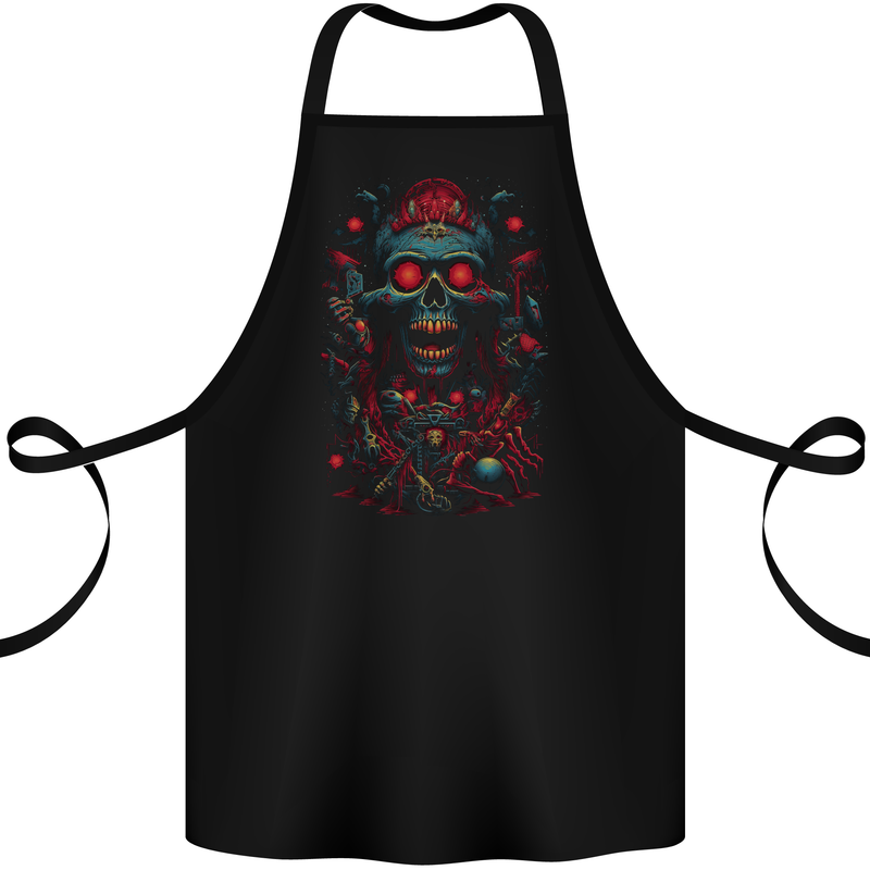 Evil Night Demon Skull Cotton Apron 100% Organic Black