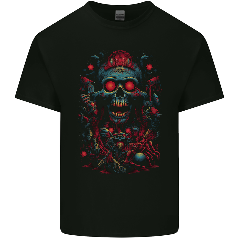 Evil Night Demon Skull Kids T-Shirt Childrens Black