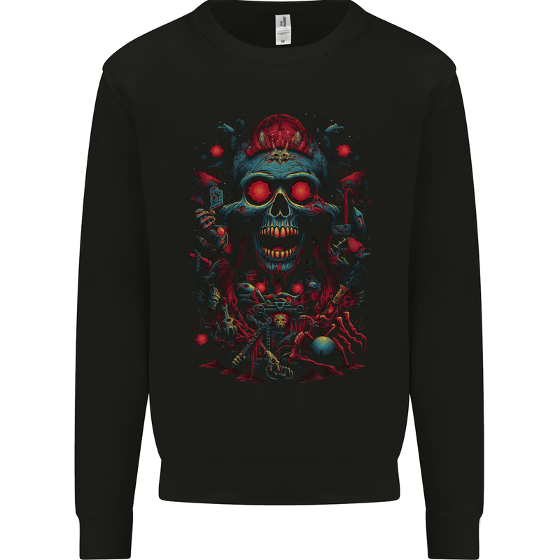 Evil Night Demon Skull Mens Sweatshirt Jumper Black