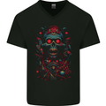 Evil Night Demon Skull Mens V-Neck Cotton T-Shirt Black