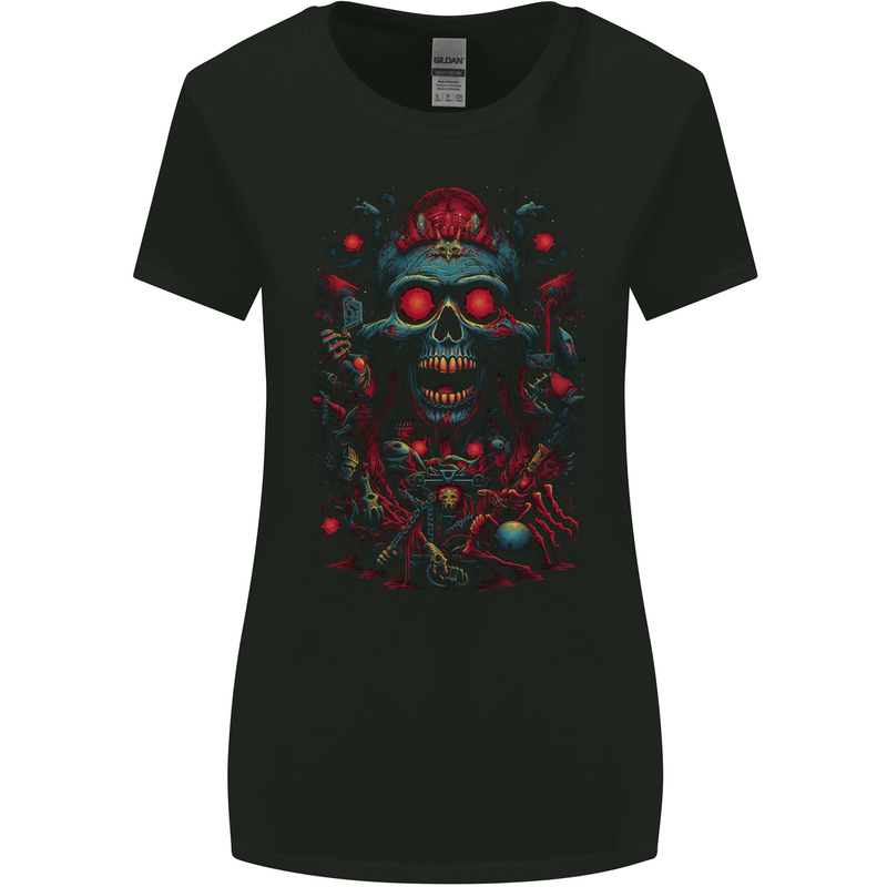Evil Night Demon Skull Womens Wider Cut T-Shirt Black