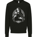 Evil Nun Drinking Beer Horror Halloween Mens Sweatshirt Jumper Black