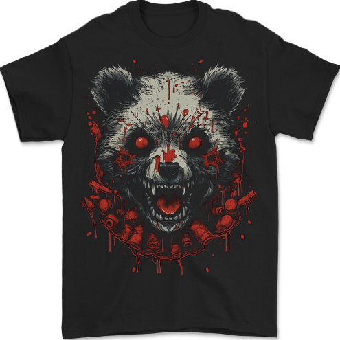Evil Panda Bear Fantasy Horror Halloween Mens T-Shirt 100% Cotton BLACK
