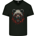 Evil Panda Bear Fantasy Horror Halloween Mens V-Neck Cotton T-Shirt Black