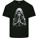 Evil Praying Nun Skull Demon Horror Kids T-Shirt Childrens Black
