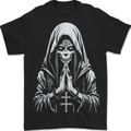 Evil Praying Nun Skull Demon Horror Mens T-Shirt 100% Cotton BLACK