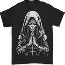 Evil Praying Nun Skull Demon Horror Mens T-Shirt 100% Cotton BLACK