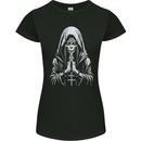 Evil Praying Nun Skull Demon Horror Womens Petite Cut T-Shirt Black