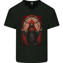 Evil Witch Satanic Halloween Mens V-Neck Cotton T-Shirt Black