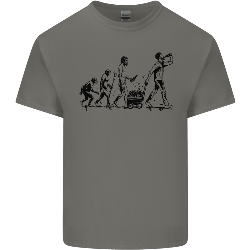Evolution of Beer Funny Alcohol Ape to Man Mens Cotton T-Shirt Tee Top Charcoal