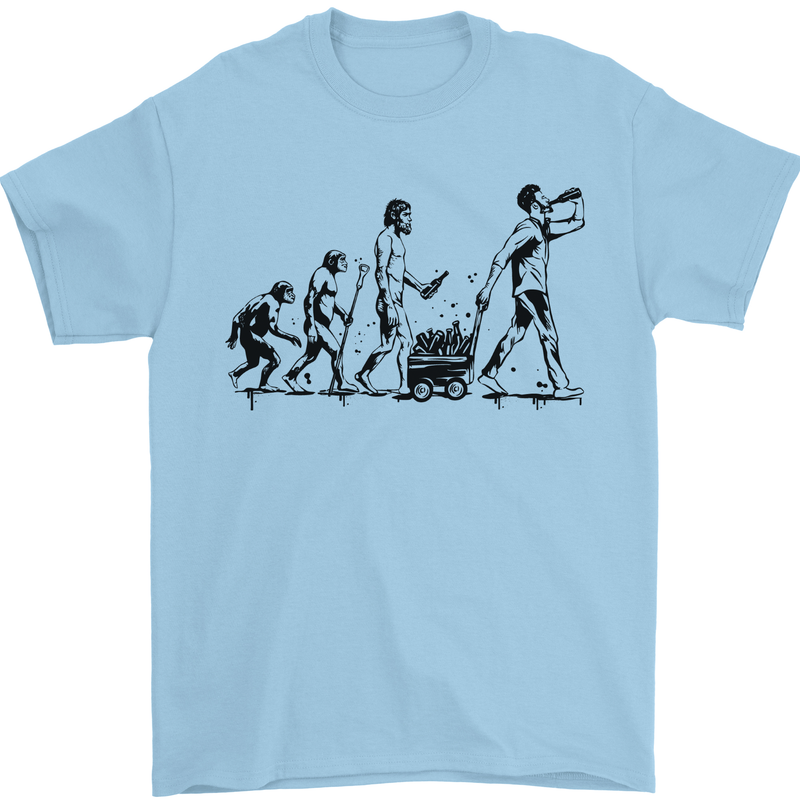 Evolution of Beer Funny Alcohol Ape to Man Mens T-Shirt 100% Cotton Light Blue
