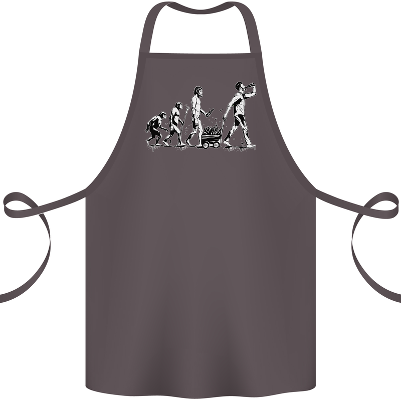 Evolution of Beer Funny Ape to Man Alcohol Cotton Apron 100% Organic Dark Grey
