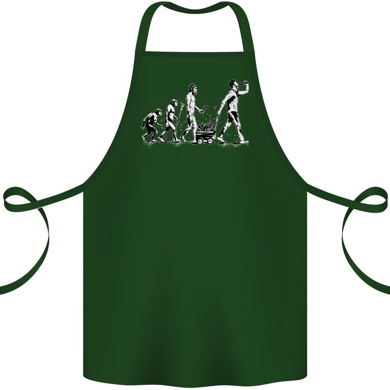 Evolution of Beer Funny Ape to Man Alcohol Cotton Apron 100% Organic Forest Green