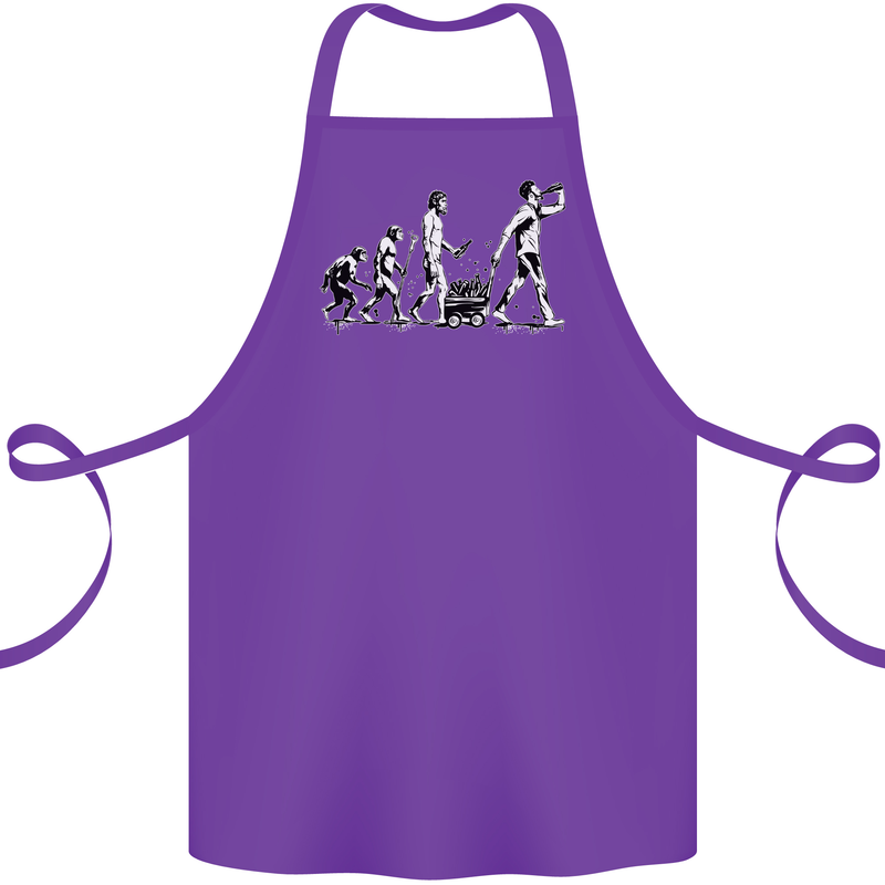 Evolution of Beer Funny Ape to Man Alcohol Cotton Apron 100% Organic Purple