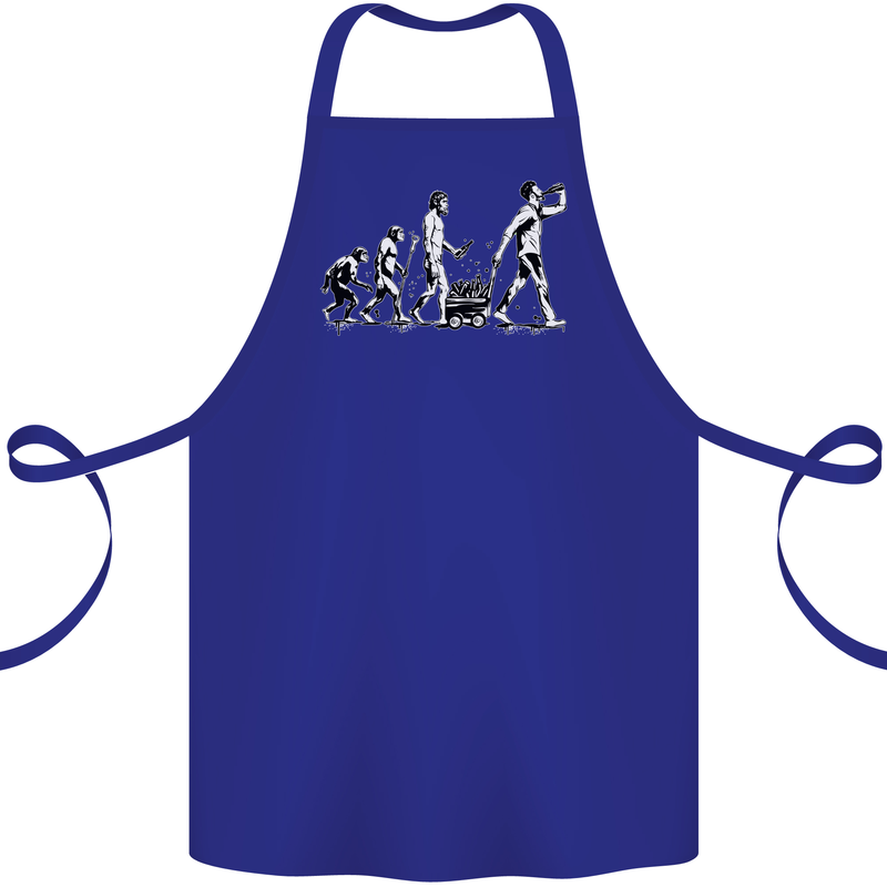Evolution of Beer Funny Ape to Man Alcohol Cotton Apron 100% Organic Royal Blue