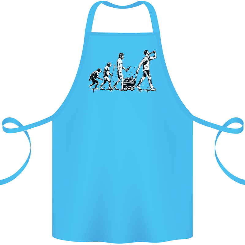 Evolution of Beer Funny Ape to Man Alcohol Cotton Apron 100% Organic Turquoise