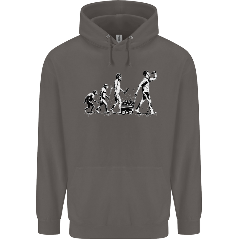 Evolution of Beer Funny Ape to Man Alcohol Mens 80% Cotton Hoodie Charcoal