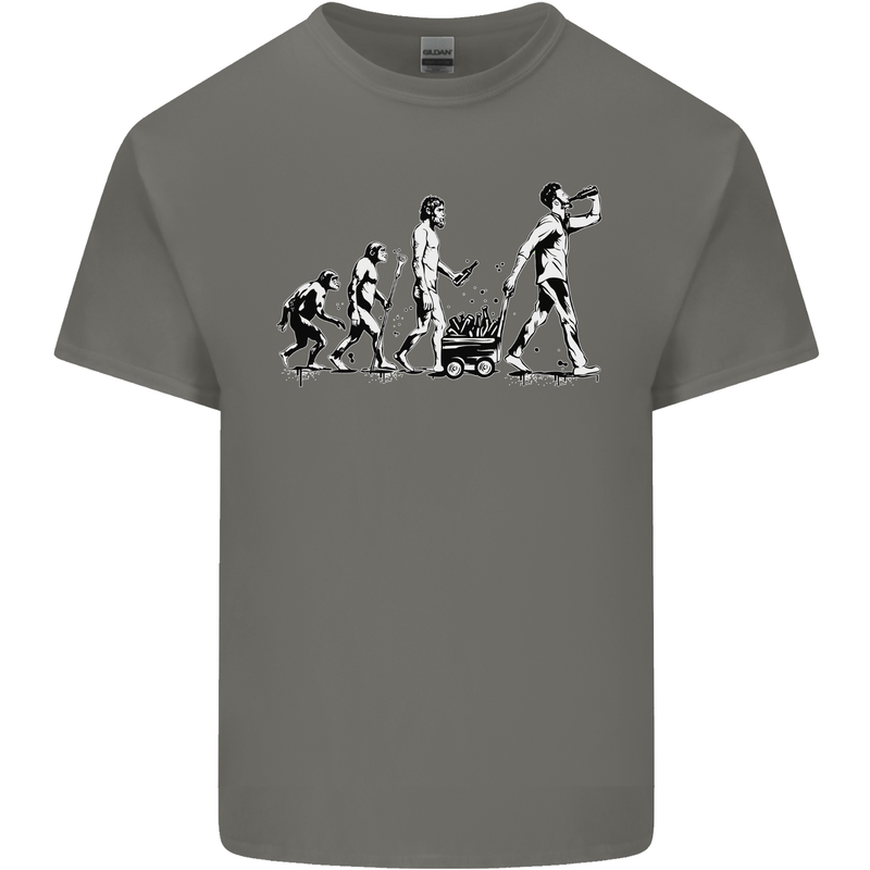 Evolution of Beer Funny Ape to Man Alcohol Mens Cotton T-Shirt Tee Top Charcoal