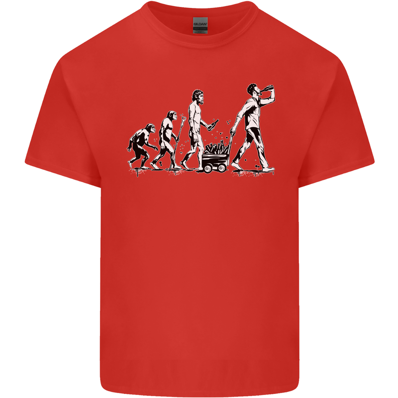 Evolution of Beer Funny Ape to Man Alcohol Mens Cotton T-Shirt Tee Top Red