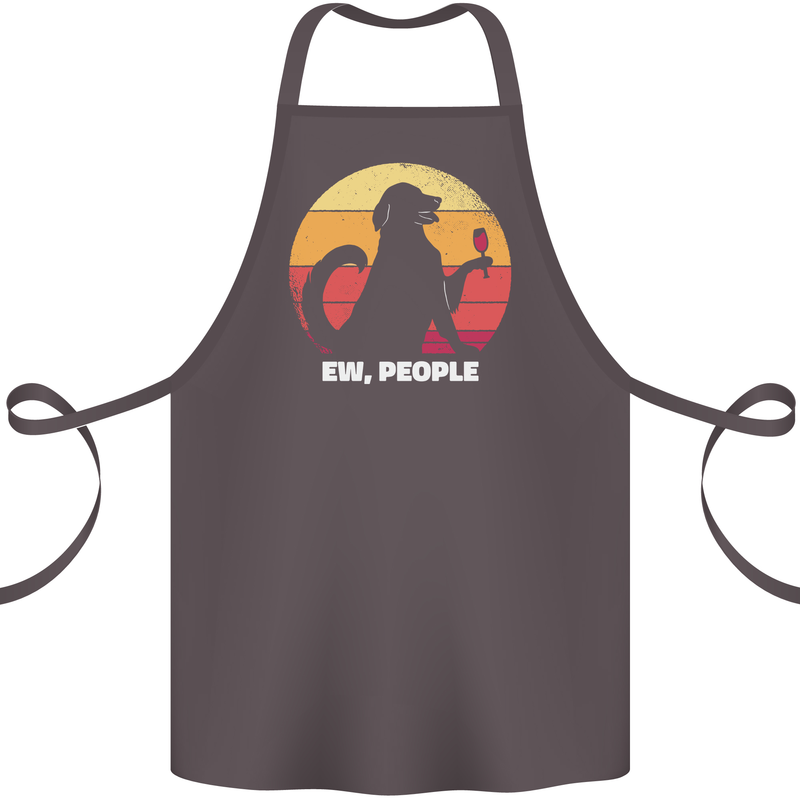 Ew People Funny Wine Drinking Dog Cotton Apron 100% Organic Dark Grey
